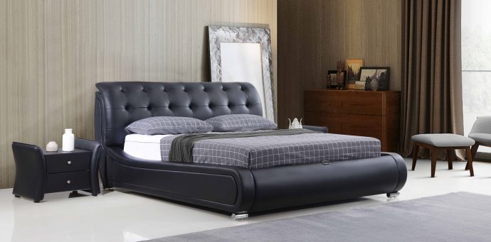 מיטה דגם קינג + ארגז מצעים (שחור)
