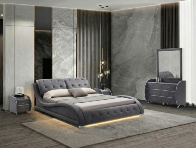 מיטה דגם לאס-וגאס אפור + מזרן מתנה