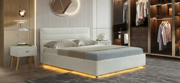 מיטה דגם עדן - שמנת בוקלה + ארגז מצעים ומזרן מתנה