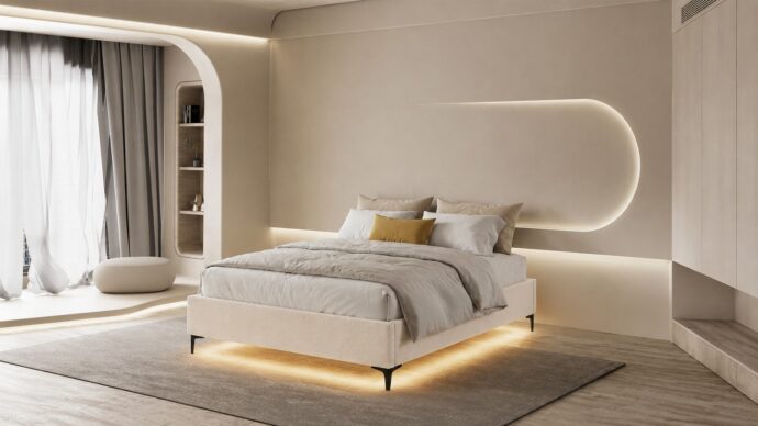 America model bed - cream + gift mattress