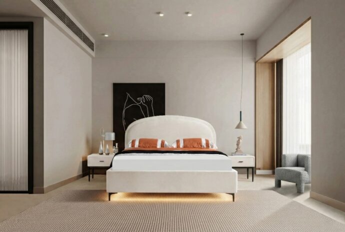 מיטה דגם אביב - שמנת + ארגז מצעים ומזרן מתנה