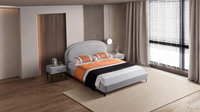 Spring model bed - gray + gift mattress