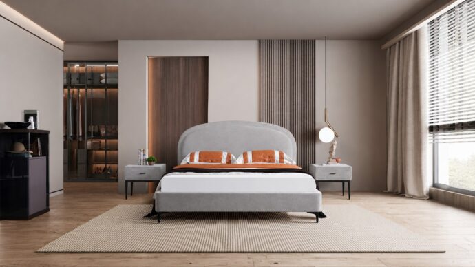Spring model bed - gray + gift mattress