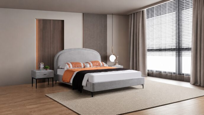 Spring model bed - gray + gift mattress