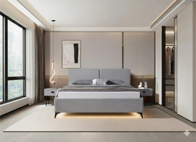 מיטה דגם ניו יורק – אפור + ארגז מצעים ומזרן מתנה