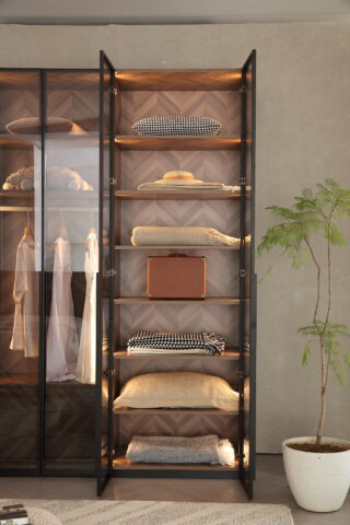 ארון דגם יהלום - 6 דלתות גוון שחור + תאורה