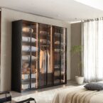 ארון דגם יהלום - 6 דלתות גוון שחור + תאורה