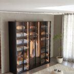 ארון דגם יהלום - 6 דלתות גוון שחור + תאורה