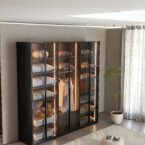 ארון דגם יהלום - 6 דלתות גוון שחור + תאורה