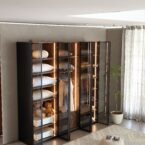 ארון דגם יהלום - 6 דלתות גוון שחור + תאורה