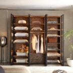 ארון דגם יהלום - 6 דלתות גוון שחור + תאורה