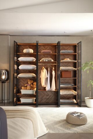 ארון דגם יהלום - 6 דלתות גוון שחור + תאורה