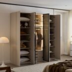 ארון דגם שירן - 6 דלתות סהרה גב בגוון עץ + תאורה