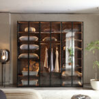 ארון דגם יהלום - 6 דלתות גוון שחור + תאורה