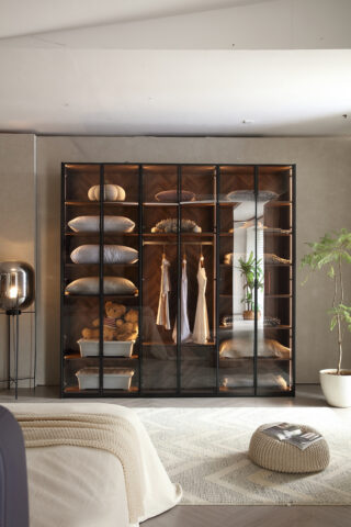 ארון דגם יהלום - 6 דלתות גוון שחור + תאורה