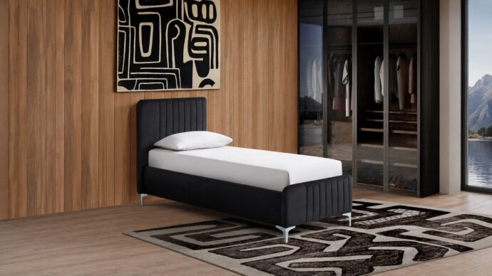 מיטה יהודית דגם גאיה - שחור + ארגז מצעים וזוג מזרנים