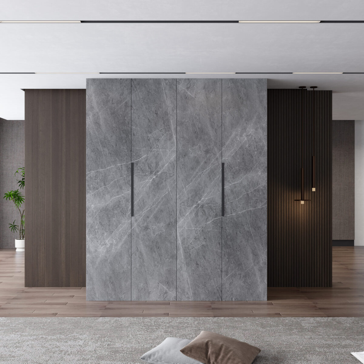 ארון דגם אסף - 4 דלתות גוון שיש אפור