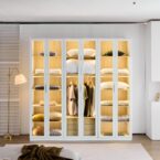 ארון דגם גלעד - 6 דלתות גוון שמנת + תאורה