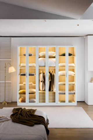 ארון דגם גלעד - 6 דלתות גוון שמנת + תאורה