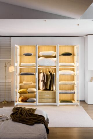 ארון דגם גלעד - 6 דלתות גוון שמנת + תאורה