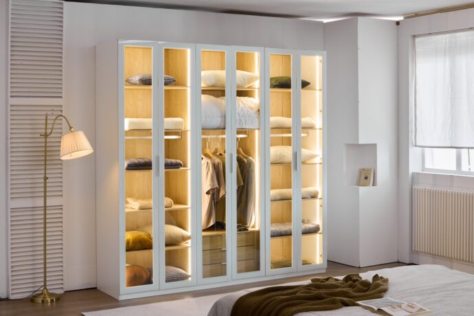 ארון דגם גלעד - 6 דלתות גוון שמנת + תאורה