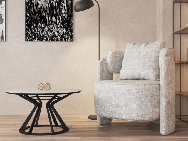 כורסא דגם שיינה בגוון שמנת