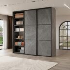ארון הזזה דגם 'מאי' - שיש אפור 240/240 3 דלתות