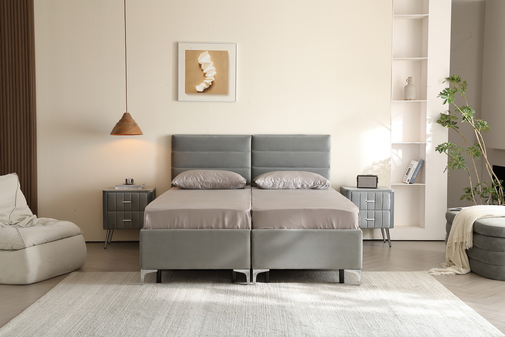 Jewish bed, Hila model - gray + bedding box and pair of mattresses ...