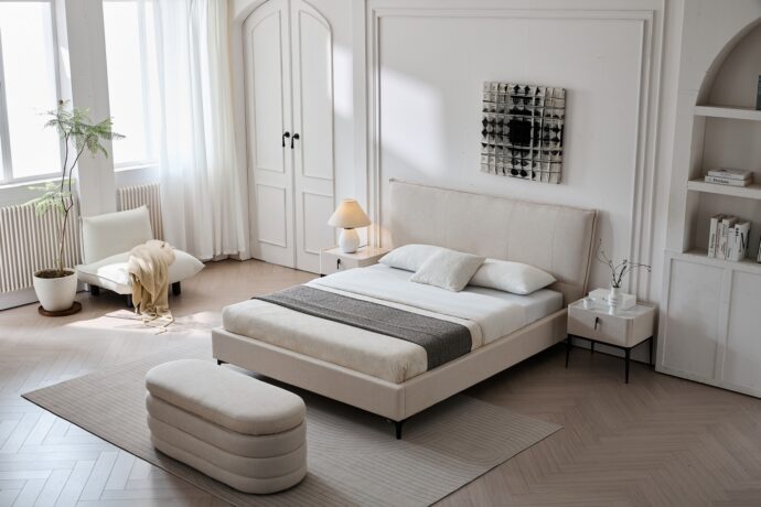 מיטה דגם מדריד – שמנת + מזרן מתנה