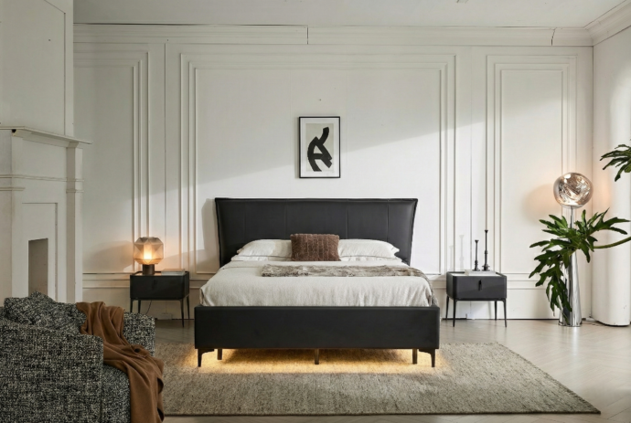 מיטה דגם מדריד – שחור + ארגז מצעים ומזרן מתנה