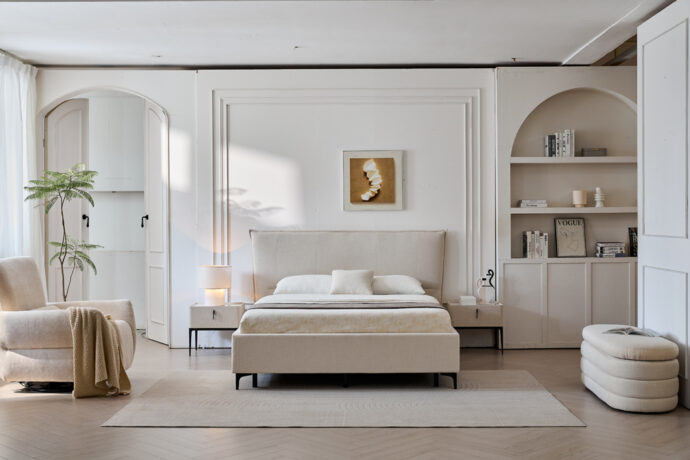 מיטה דגם מדריד – שמנת + ארגז מצעים ומזרן מתנה