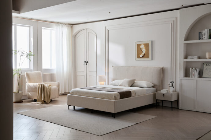 מיטה דגם מדריד – שמנת + ארגז מצעים ומזרן מתנה