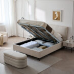 מיטה דגם מדריד – שמנת + ארגז מצעים ומזרן מתנה