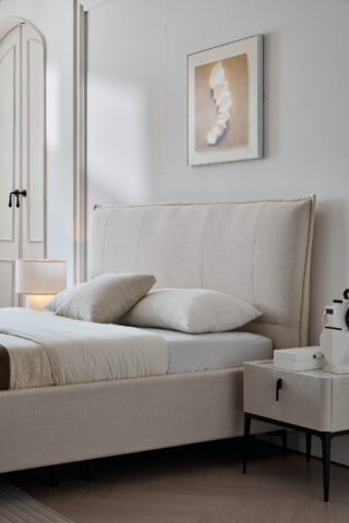 מיטה דגם מדריד – שמנת + ארגז מצעים ומזרן מתנה