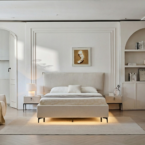 מיטה דגם מדריד – שמנת + ארגז מצעים ומזרן מתנה