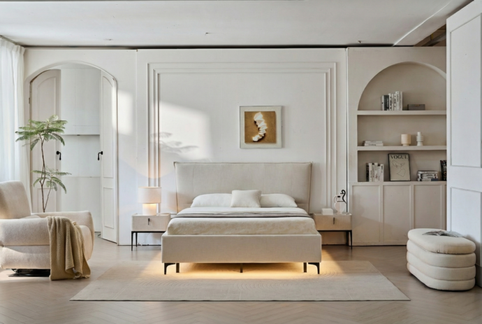 מיטה דגם מדריד – שמנת + ארגז מצעים ומזרן מתנה