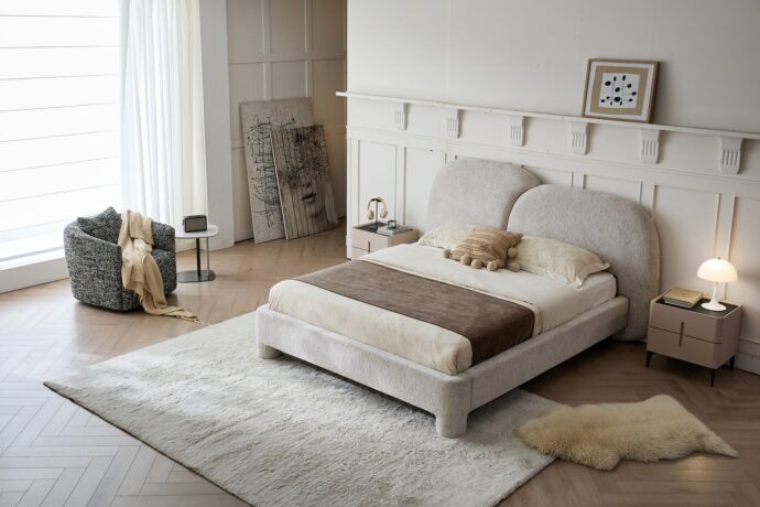 מיטה דגם רוני - שמנת בוקלה + מזרן במתנה