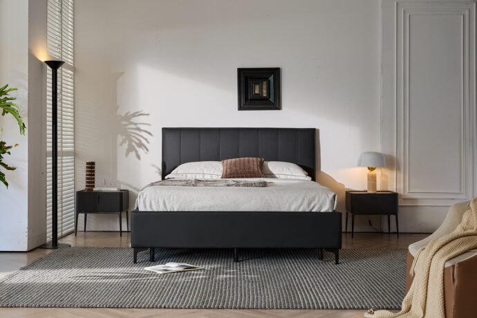 מיטה דגם לונדון – שחור + ארגז מצעים ומזרן מתנה