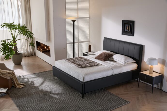 מיטה דגם לונדון – שחור + ארגז מצעים ומזרן מתנה
