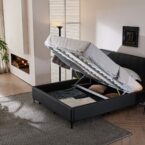 מיטה דגם לונדון – שחור + ארגז מצעים ומזרן מתנה