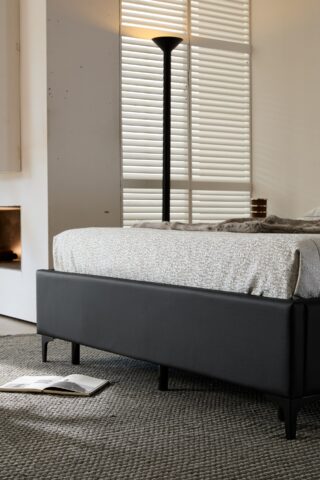 מיטה דגם לונדון – שחור + ארגז מצעים ומזרן מתנה