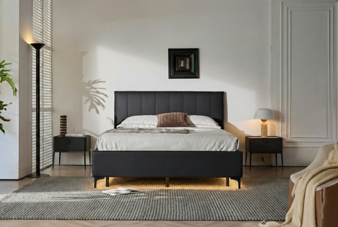 מיטה דגם לונדון – שחור + ארגז מצעים ומזרן מתנה