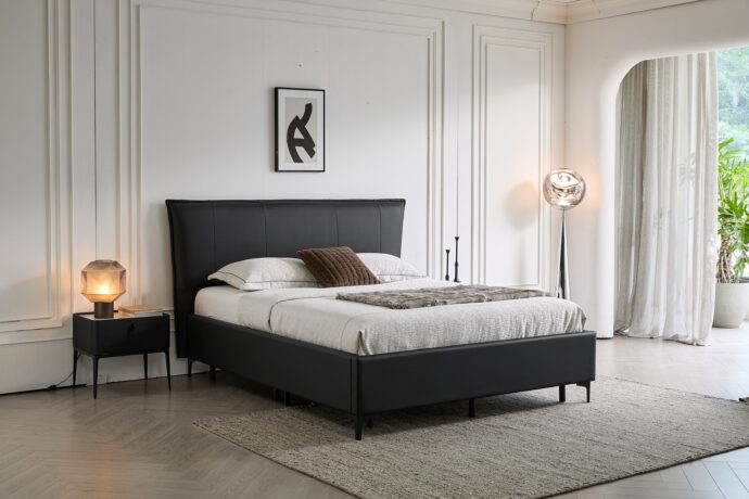 מיטה דגם מדריד – שחור + ארגז מצעים ומזרן מתנה