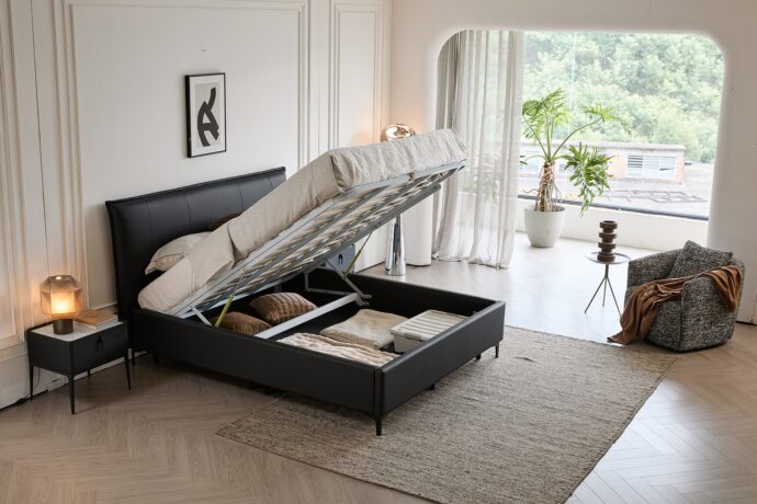 מיטה דגם מדריד – שחור + ארגז מצעים ומזרן מתנה