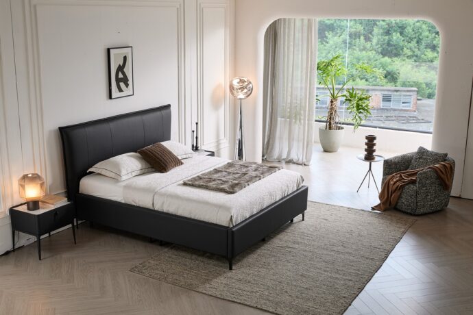 מיטה דגם מדריד – שחור + ארגז מצעים ומזרן מתנה