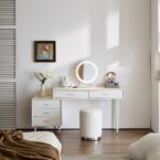 קומודה ומראה דגם רוז לבן