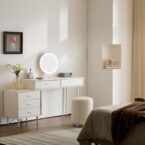 קומודה ומראה דגם רוז לבן