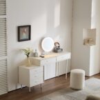 קומודה ומראה דגם רוז לבן