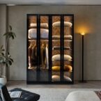 ארון דגם גלעד - 4 דלתות גוון שחור + תאורה