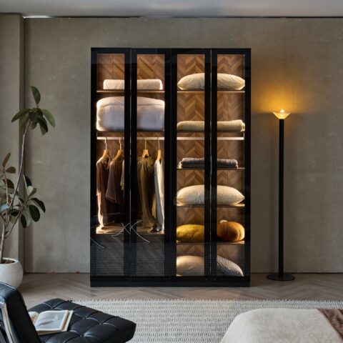 ארון דגם גלעד - 4 דלתות גוון שחור + תאורה